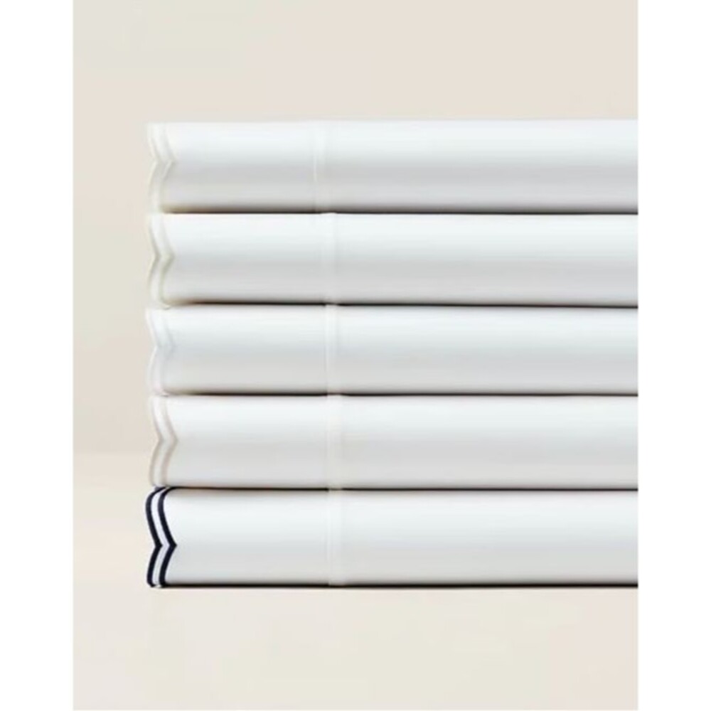 Ralph Lauren MALIN Scalloped ORGANIC Pillowcases 500 TC Standard White/silver